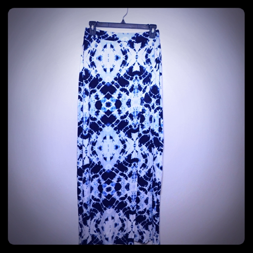 Blue tie dye maxi skirt